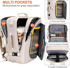 PIJUSHI Travel Backpack for Women Flight Approved Carry on Bag 16 inch Laptop Personal Item Daypack with Shoe Compartment(PE038 Beige)