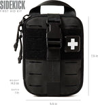 My Medic Sidekick - Camping Hiking and Backpacking First Aid Kit - 70 Items - HSA and FSA Eligible - Small Ifak Great For Travel or Motorcycle - Portable Emergency Kit – Black