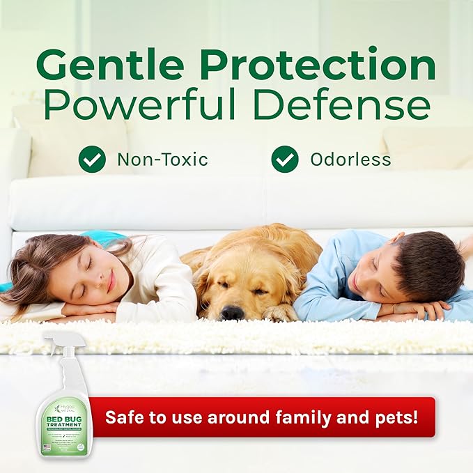 Lice, Mite, and Bed Bug Natural Spray - Child & Pet Friendly - Immediate Results - Stain & Odor Free (24 Ounce)
