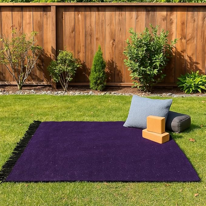 Open Road Goods Solid Color Mexican Yoga Blanket – Large Handwoven Throw for Yoga, Beach, Camping or Home – Soft and Durable Cotton Blend