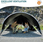 Large Blackout Camping Tarp with Poles Waterproof Shade Canopy Tent Tarp Butterfly-Designed Shelter for Outdoor Camping Backyard - Included Guy Lines & Luminous Tent Stakes (Gray)