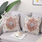 Outdoor Waterproof Pillow Covers - 18 X 18 Inch Set of 2 Blue Orange Bohemian Vintage Carpet Pattern Decorative Farmhouse Pillow Covers for Couch Garden Balcony
