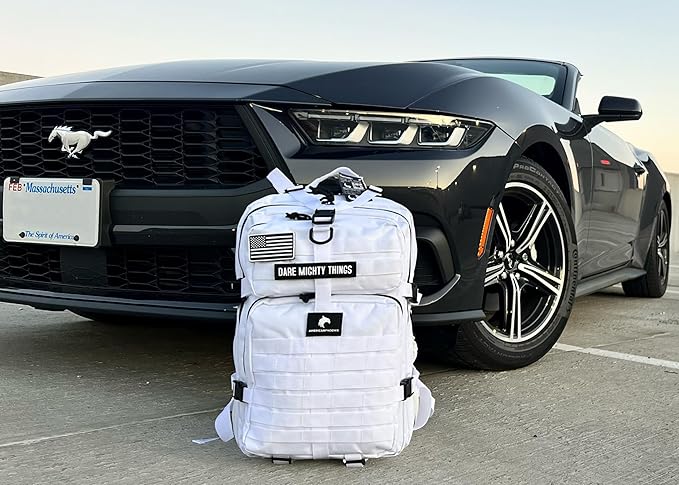 AMERICANPHOENIX 45L Elite Tactical Backpack | 3X Stronger Work & Military Backpack | Water Resistant and Heavy Duty | 3 Day MOLLE Bug Out Bag (Polar White)