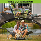 FUNDANGO Camping Cot for Adults, Padded Camp Cots for Sleeping Portable Camping Bed for Outdoor Travel Folding Cot Heavy Duty with Carry Bag, Gray