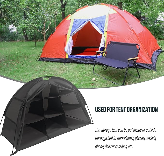 9-Shelf Storage RV Shoe Organizer Tent,Camping Storage Cabinet Tent with Zippered Flap, 9-Shelf Storage