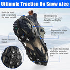 Ice Cleats Snow Traction for Shoes and Boots Ice Snow Crampons Ice Gripper for Walking on Snow and Ice 9-Studs Non Slip Ice Cleats Rubber Overshoe Slip-on Stretch Footwear Winter Hiking Climbing