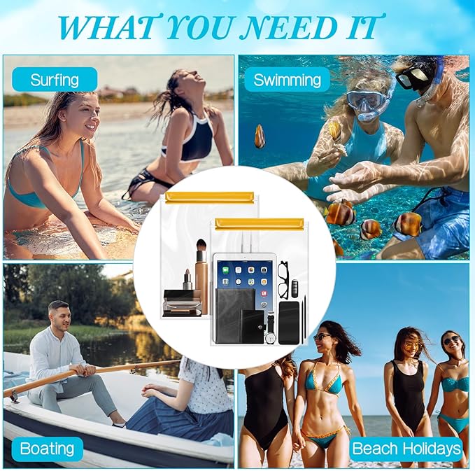 8 Pack Clear Waterproof Bags Large Water Tight Pouch Dry Bags 10 x 13 inches Waterproof Phone Cases Boating Pouch Holder for iPhone iPad Maps Camera Swimming Kayaking Hiking Fishing Beach