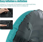 HOMBYS Beach Pillow Inflatable Camping Pillow Pool Pillow-Won’t Blow Away on Windy Beaches, Soft & Durable, Foldable and Portable, with Straps and Sandbag.(Blue, 17"x12.6"x4.7")