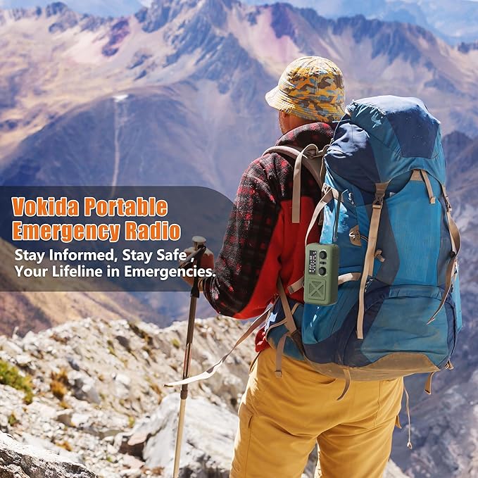 Emergency Radio Hand Crank Solar, 5000mAh/18500mWh Emergency Weather Radio, Hand Crank Solar Radios with NOAA/AM/FM, Cell Phone Charger, Headphone Jack, Flashlight for Indoor Outdoor