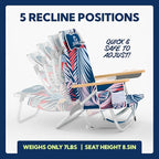 SUN NINJA Beach Chair – Folding Chair for Beach with 5 Reclining Positions, Cup & Phone Holder, Insulated Back Storage Pouch, Portable Lightweight Aluminum Frame - Palm Tree - 2pc