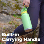 ThermoProof Double-Walled Vacuum Insulated Stainless Steel Water Bottle - Wide Mouth Canteen, Spout & Straw Lids, Dishwasher Safe, Reusable, Leakproof, Hot & Cold for Men, Women & Kids - 32oz, Taupe