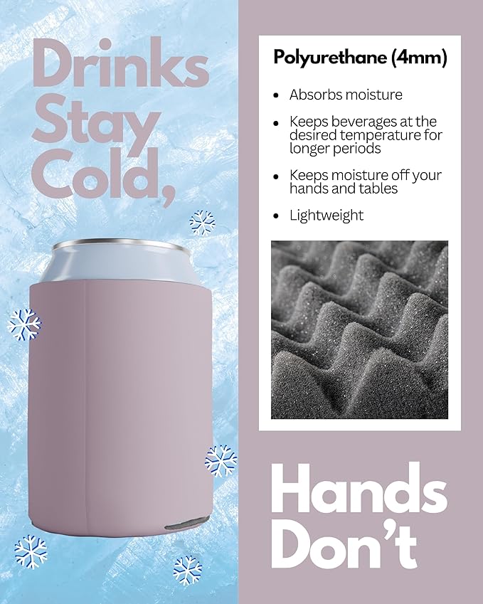 PartyPrints 1000 Pack Blush Blank Can Cooler Sleeves, Customizable Bulk Can Coolers, Extra-Thick Collapsible Drink Insulator Sleeve, Beer Can Coolers for Party Beverages