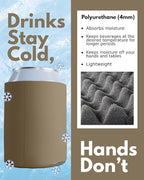 PartyPrints 200 Pack Taupe Blank Can Cooler Sleeves, Customizable Bulk Insulated Foam for Beer, Collapsible Plain Drink Holder, Cold Soda Insulator, 12oz Regular, 16oz Tall Cans