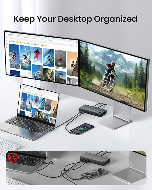 Silkland USB C Monitor Cable Right Angle 4FT, 8K@30Hz 5K/4K@60Hz Display, 20Gbps Data Transfer, 90 Degree USB C 3.2 Gen 2x2 Video Cable, 240W Charging for iPhone 17, MacBook, Portable Monitor, Carplay