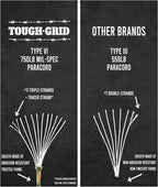 TOUGH-GRID Paracord Rope 750 lbs Nylon Parachute Cord, Made in USA Survival Kit, Outdoor Adventures, Camping, Tactical Gear & Emergency Supplies, Military Type IV Mil-Spec