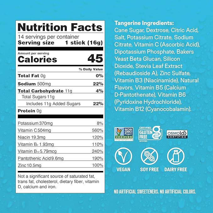 Liquid I.V.® Hydration Multiplier +Immune Support - Tangerine | Electrolyte Powder Drink Mix | 1 Pack (14 Servings)