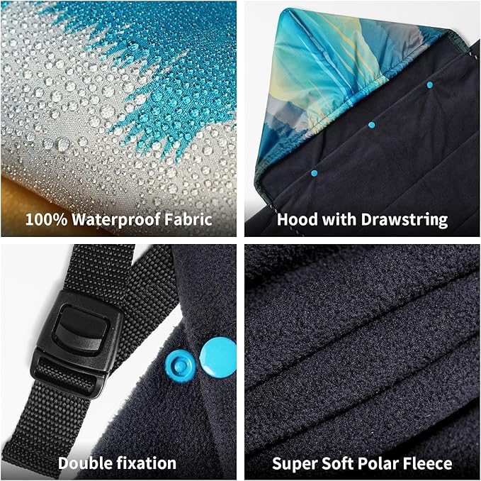 Waterproof Stadium Blanket, Fleece Camping Blanket Wearable Soft Warm Camp Blanket for Outdoor Camping, Picnic, Stadium, Sports, Beach, Car