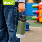 12 oz Water Bottle for Kids School-Reuasble Stainless Steel Vacuum Insulated Wide Mouth Water Bottle for Travle Sports (Grass Green)