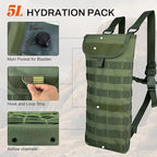 5L Hydration Pack, Water Backpack with 3L Water Bladder, MOLLE System for Outdoor Hiking, Biking, Running
