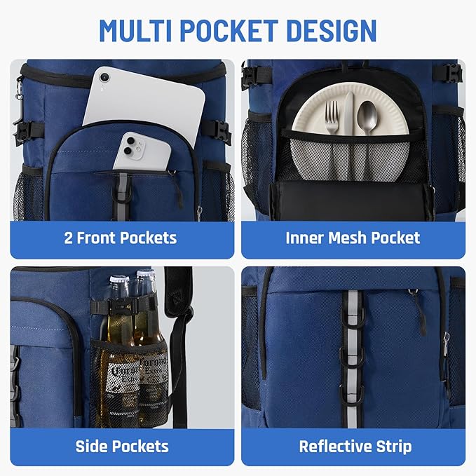 Cooler Backpack, Lightweight and Large Capacity Soft Backpack Cooler, Leak Proof Cooler Bag for Men Women