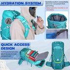 IGOLUMON 60L Hiking Backpack Waterproof Camping Backpack with Rain Cover Large Lightweight Backpacking Backpack for Men Women