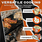 24" Heavy Duty Folding Campfire Grill, Food-Safe Cooking Surface, Compact Folding Design, Portable Grill Grate & Griddle for Campfire Cooking, Australian Designed & Owned
