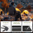 ALPHA CAMP Oversized Camping Chair Heavy Duty Lawn Chair with Cooler Bag Support 450 LBS Steel Frame Collapsible Padded Arm Quad Lumbar Back Folding Chair for Lawn Outdoor