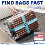 Luggage Straps for Suitcases - TSA Approved - Blue, 4 PK - Premium Nylon Belts for Suitcase, Briefcase & Travel Bag - Adjustable Strap Length 46" - 78"