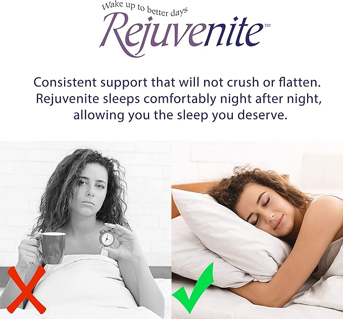 RejuveNite® American Talalay Latex Pillows - Medium Support, Queen High Profile, Dual Set - 100% Cotton Sateen Covers – Made in USA