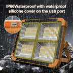 Portable LED Work Solar Light 100W 16500mAh 10000 LM with Stepless Brightness Job Site Battery Rechargeable LED Floor Light for Emergency Worklight for Hurricane (Orange(Remote))