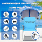 XL Universal Chair Canopy Umbrella, UPF 50+ Foldable Sun Shade Attachment with Adjustable Clamp, Fits Most Brands’ Beach, Camping, Lawn, Tanning, Zero Gravity, Lounge & Fishing Chairs