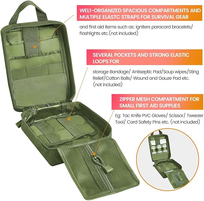 Medical Molle Pouch Tactical - 1000D Nylon First Aid Pouch, Big Capacity EMT Pouch Utility, Heavy Duty Military Grade Rip-Away Ifak Pouch for Home and Outdoor Activities（Bag Only