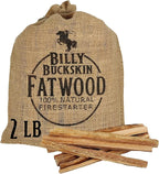 Billy Buckskin Co. Fatwood Fire Starter Sticks | Easy & Safe Fire Starter | Start a Fire with just 2 Sticks | Works in Any Weather Conditions | Burlap Bag (2 Pound Bag)