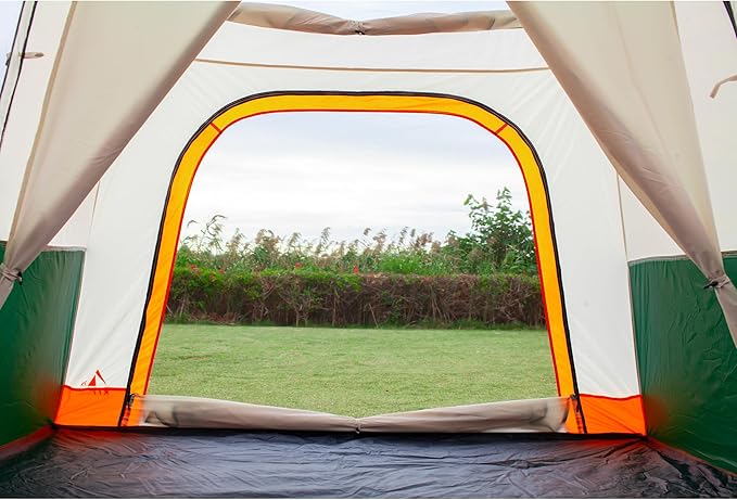 KTT Instant Tent 6 Person(C),Large Family Cabin Tents,Automatic Tent Build Quickly in 60S,2 Rooms,2 Top Windows,3 Doors and 3 Windows with Mesh,Waterproof,Big Tents for Outdoor,Picnic,Camping