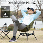 Wildhiker Portable High Back Folding Camping Chairs – Compact with Dual Sitting Modes, Pillow, Arm Pads and Side Pockets – Lightweight Chair for Motorcycle, RV, Festival, Travel – Green