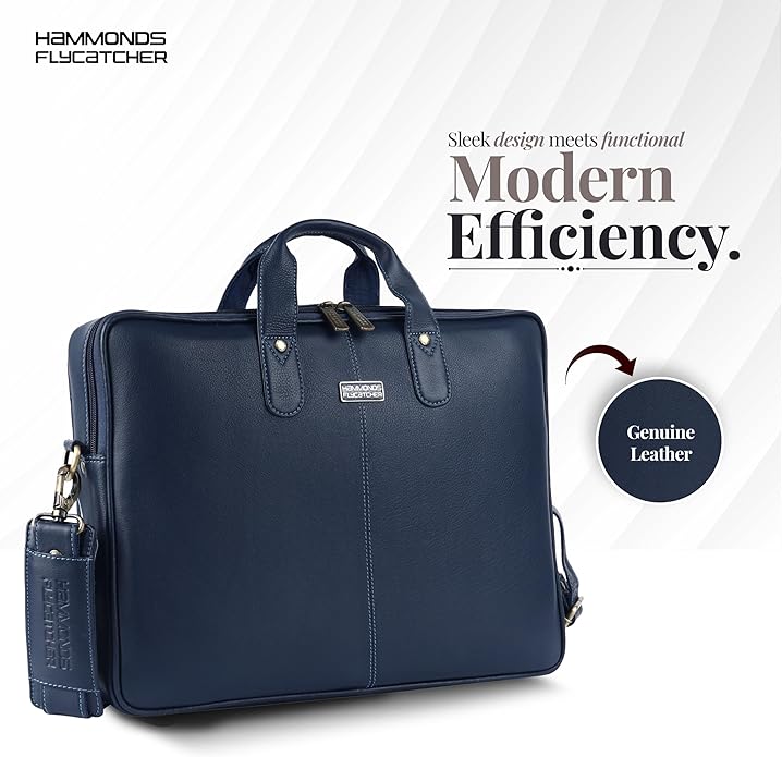 HAMMONDS FLYCATCHER Genuine Leather Laptop Bag for Men, Padded 15.6" Laptop Sleeve, Leather Messenger Bag for Men Briefcases