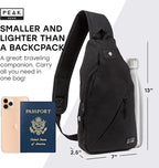 Peak Gear Travel Sling Bag. Compact Crossbody Bag | Lighter and Smaller than a Backpack | Lifetime Lost & Found ID Tag