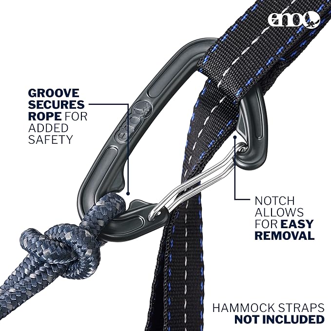 ENO DoubleNest Hammock - Lightweight, Portable, 1 to 2 Person Hammock - for Camping, Hiking, Backpacking, Travel, a Festival, or The Beach - Charcoal/Black