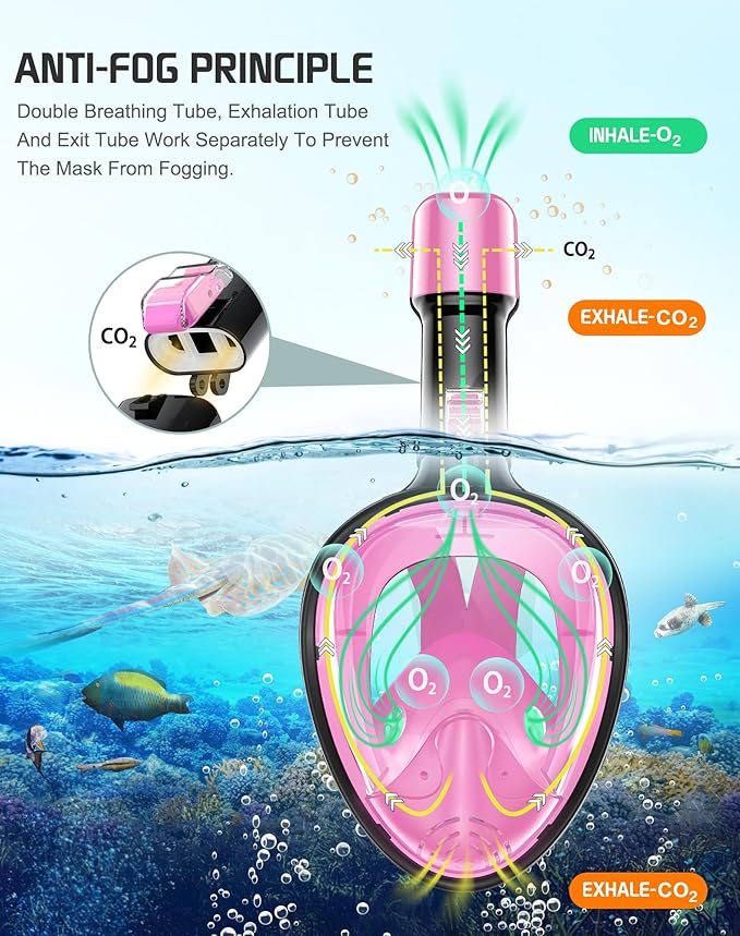 Greatever Full Face Snorkel Mask, Snorkeling Gear for Adults with Latest Dry Top Breathing System and Detachable Camera Mount, Foldable Snorkel Mask Adult, Snorkels Anti-Fog & Anti-Leak