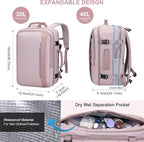 PIJUSHI Travel Backpack for Women Expandable Carry on Luggage Backpack Airline Approved Personal Item Laptop Bag(PE034 Light Purple)