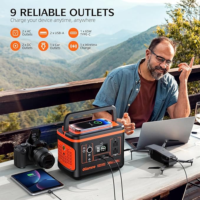 Portable Power Station, 297Wh Backup Lithium Battery Generator with 600W AC Output and 120W Fast Charging, Solar Generator for Outdoors Camping, Travel Emergency, Home Blackout