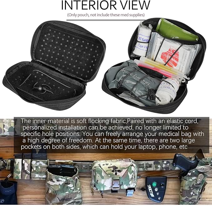 Ifak Pouch-Rapid Deployment Tactical MOLLE Trauma Kit Pouches, Quick Release Tear-Off Medical First Aid Kit Organiser with Red Immediate Identify for Emergency Surviva Activities.