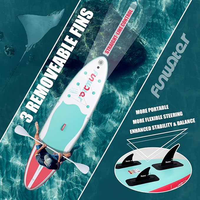 FunWater Inflatable Stand Up Paddle Board 10'/10'6"/11'/11'6" Paddle Board for Adults & Youth, Paddleboards Inflatable with Premium SUP Accessories, Wide Stable, Non-Slip Comfort Deck