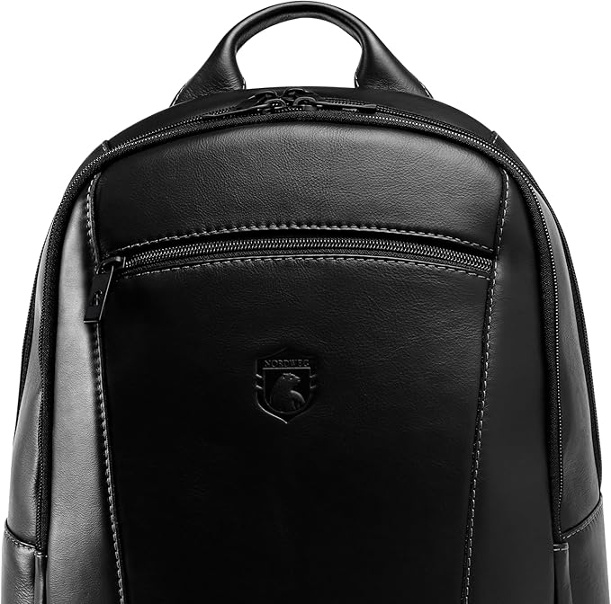 Nordweg Leather Laptop Backpack NW074B – Lightweight Daypack for Work, Travel & College – Fits Laptops up to 15.6” (Black)