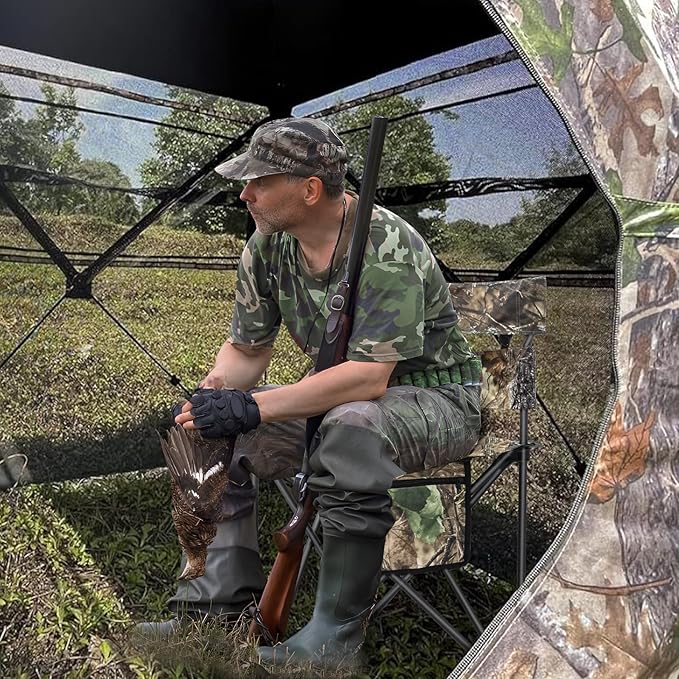 Hunting Chair Extra Large Tripod Chair with Backrest Portable Camping Chair for Fishing Blind Hiking