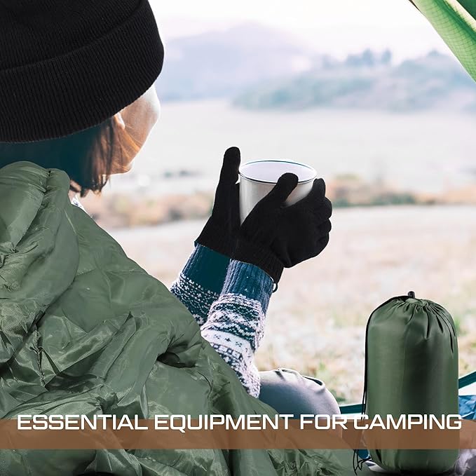 Tranqun Sleeping Bags for Adult with Winter Beanies Gloves, Cotton Liner Camping Sleeping Bag Waterproof Warm Lightweight for Backpacking Camping Indoor Outdoor Homeless People
