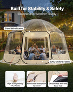 VEVOR Pop up Sports Tent, 8 Sizes Optional Clear Bubble Tent for 1-6 Person, Waterproof Outdoor Pod with Floor Mat & Top Cover, Garden Igloo Dome Tents Camping Shelter for Sports Watching