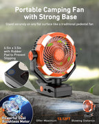 DUKUSEEK Clip Fan with LED Lantern, 20000mAh Rechargeable Clamp Fan, 360° Rotation USB Personal Fans with Hanging Hook, 9in Portable Camping Fan for Bed, Car, Bedroom, Outdoor