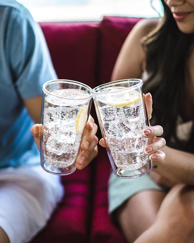 Tervis Clear & Colorful Tabletop Made in USA Double Walled Insulated Tumbler Travel Cup Keeps Drinks Cold & Hot, 16oz, Blue Moon