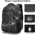 DUSLANG 17 Inch Laptop Backpack for Travel Water Resistant College Backpack for Men/Women Laptop Bag with USB Charging Port and Small Canvas Tote Bag, Black